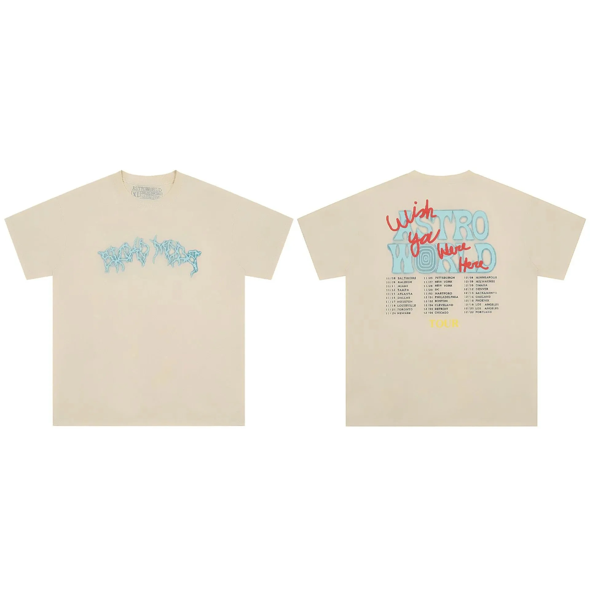 Travis Scott ts Cactus Jack shirt Fujiwara Hiroshi lightning joint TS men's and women's short-sleeved T-shirt