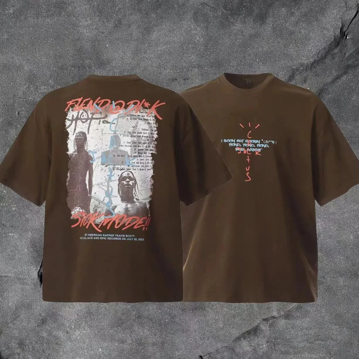 Travis Scott ts Cactus Jack shirt Fujiwara Hiroshi lightning joint TS men's and women's short-sleeved T-shirt