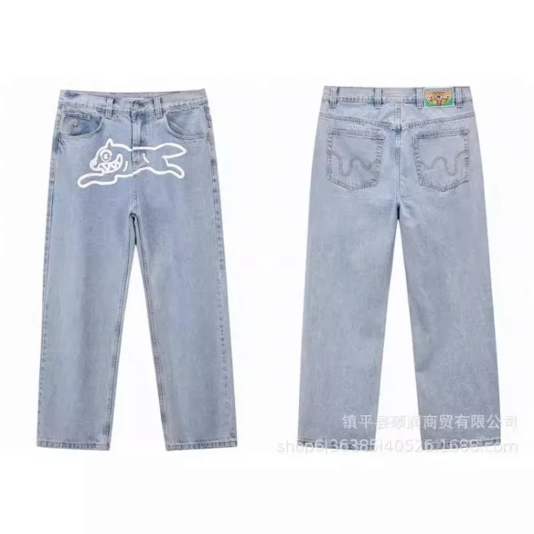 American high street fashion brand flying dog print unisex denim trousers(pic15) American high street fashion brand flying dog print unisex denim trousers