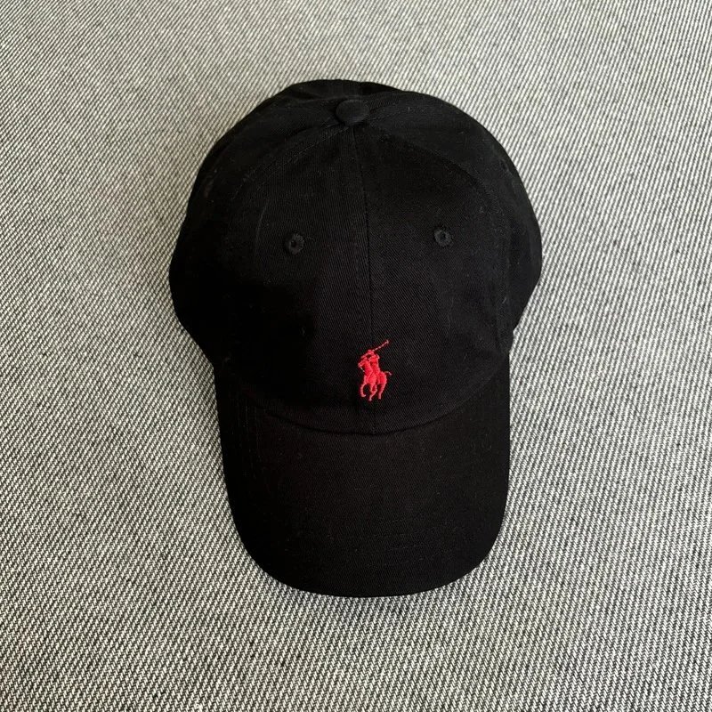 Polo Ralph Lauren Hats Embroidered Pony Baseball Cap — Black with a red label