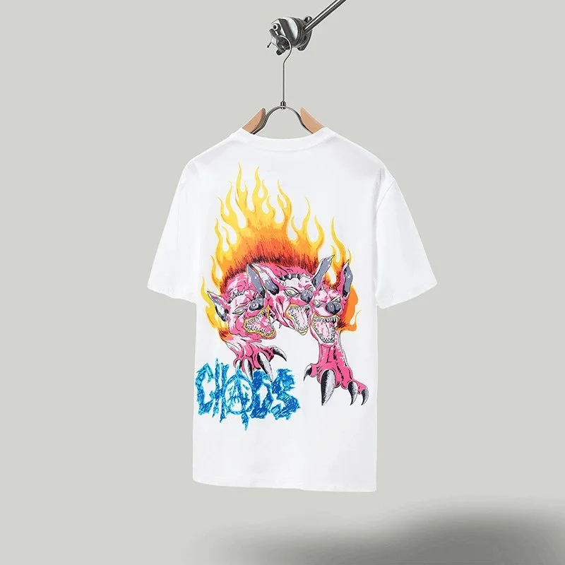 Travis Scott Cactus Jack x Utopia Utopia Joint Flame Dog Short Sleeve T-Shirt for Women