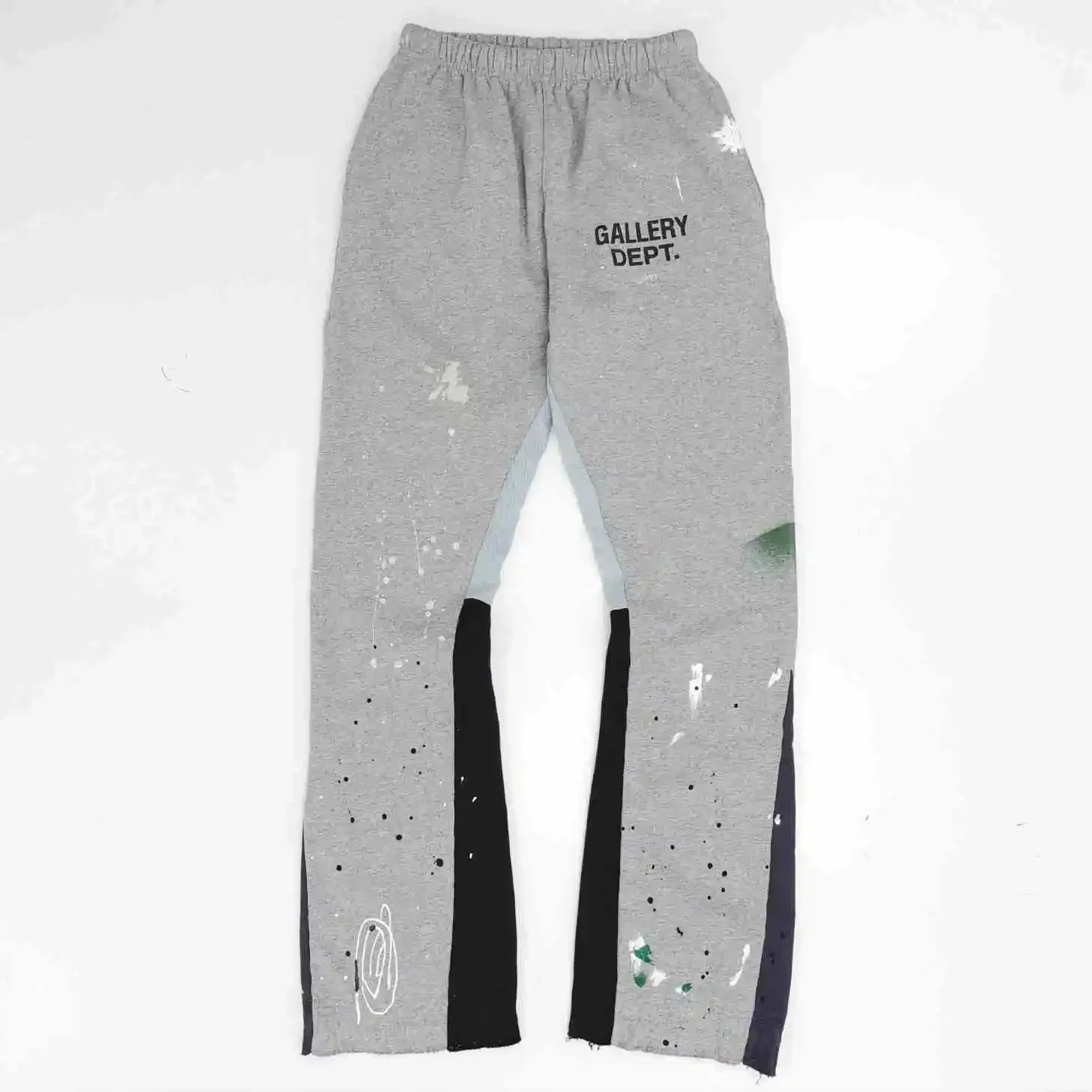 Dept. trousers legs are spliced ​​with multi-colored black letters and white waves