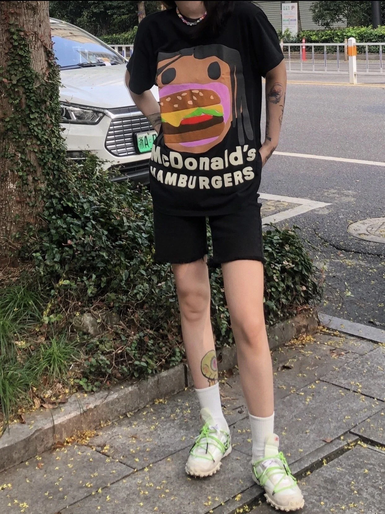 Travis Scott Cactus jack X CPFMgCJ joint model foam hamburger mouth pattern short-sleeved T