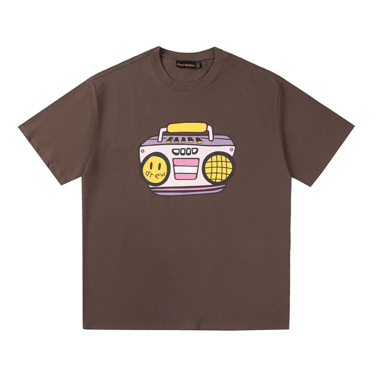 DREW HUOSE Summer classic Justin Bieber matching smiley face pattern round neck versatile T-shirt for couples(pic9) DREW HUOSE Summer classic Justin Bieber matching smiley face pattern round neck versatile T-shirt for couples