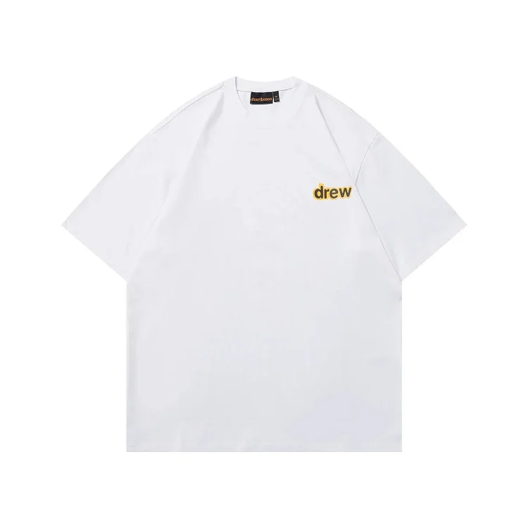 DREW HUOSE Summer classic Justin Bieber matching smiley face pattern round neck versatile T-shirt for couples(pic24) DREW HUOSE Summer classic Justin Bieber matching smiley face pattern round neck versatile T-shirt for couples