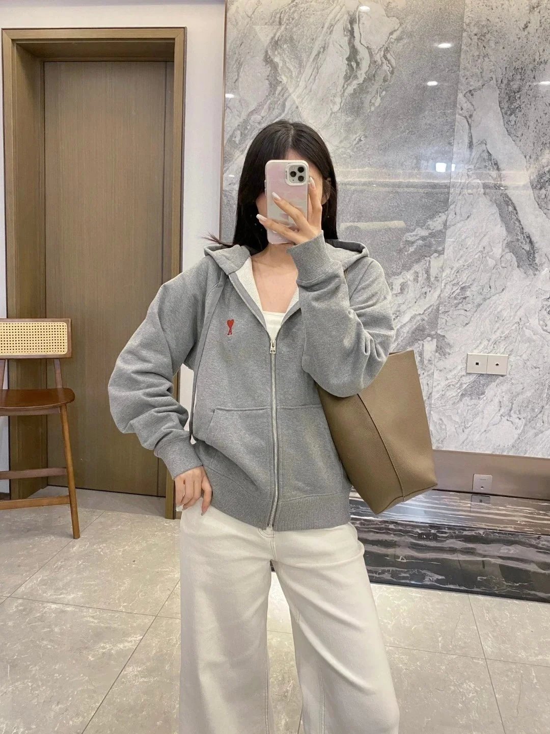 Heart Embroidered Zip Hoodie photo 4