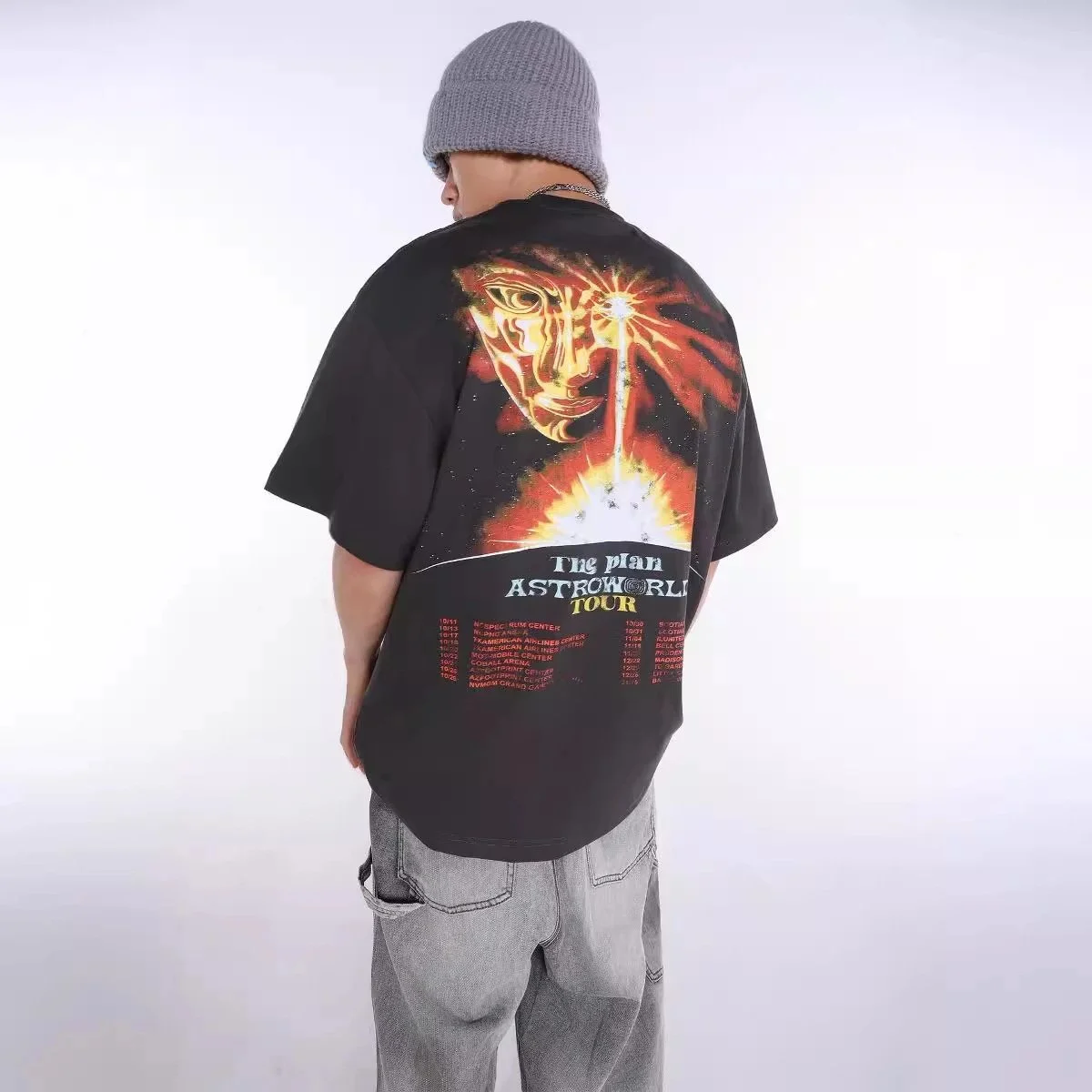 TRAVIS SCOTT CACTUS JACK album peripheral commemorative T-shirt simple letter print round neck short sleeves