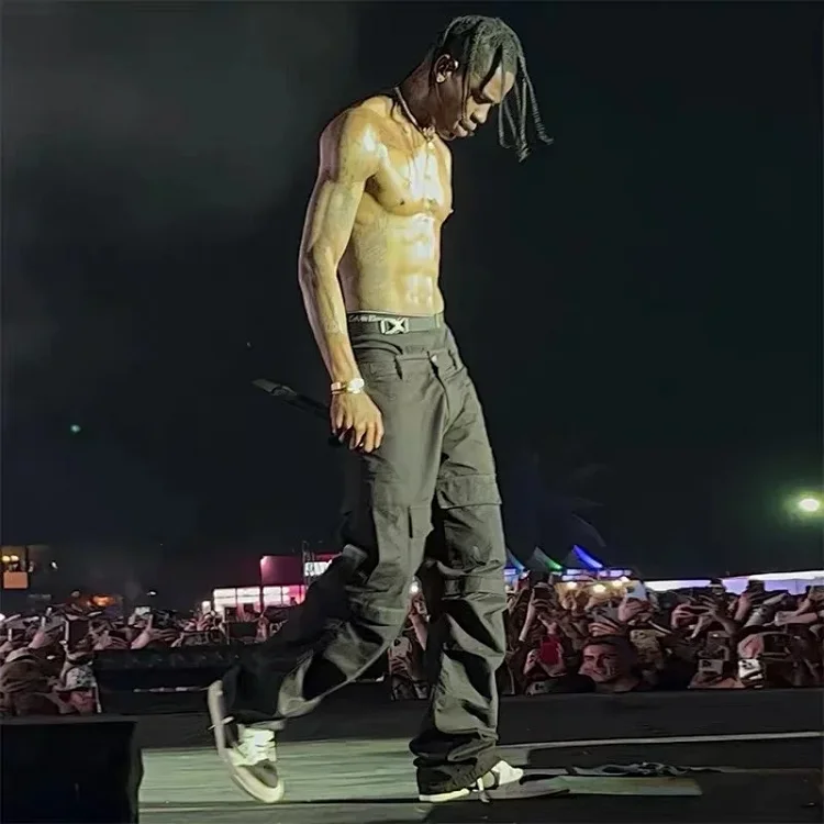 Paris style Travis Scott music festival style cotton multi-pocket overalls(pic3) Paris style Travis Scott music festival style cotton multi-pocket overalls