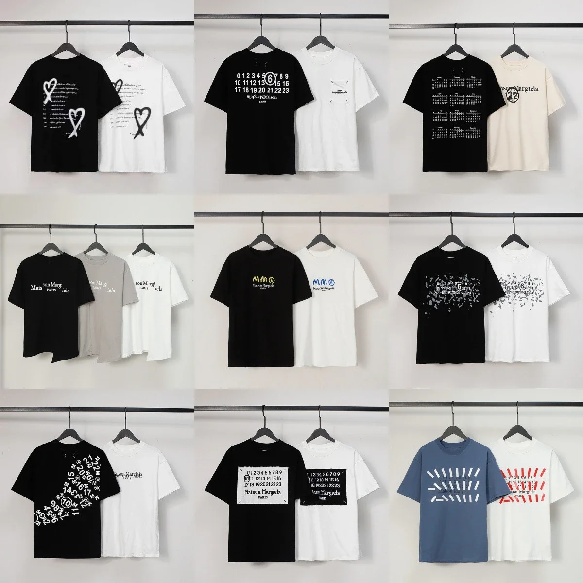Majia letter embroidery printed short-sleeved T-shirt high street trendy brand for men and women