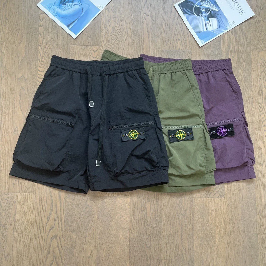 Cargo shorts for men and women functional style large pocket badge quick-drying three-quarter pants