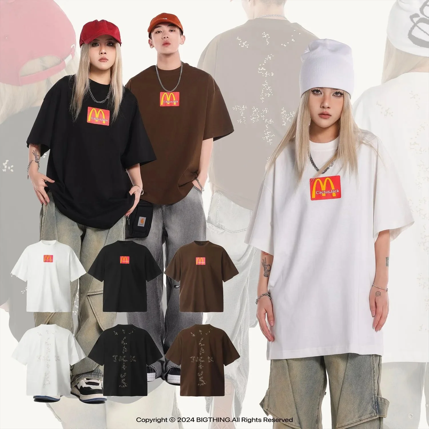 BIGTHING M font co-branded TS foam printed T-shirt TRAVIS SCOTT high street fashion brand loose shor