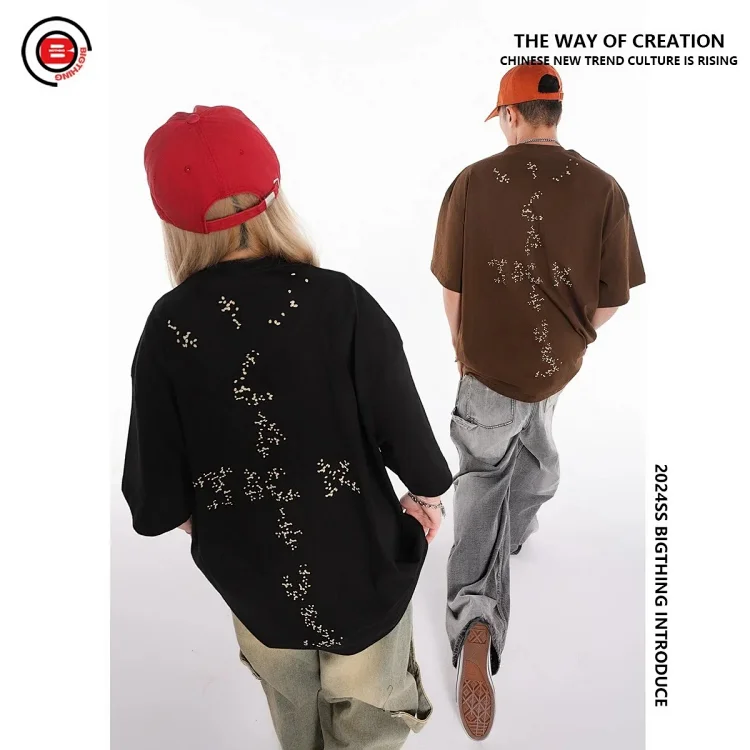 BIGTHING M font co-branded TS foam printed T-shirt TRAVIS SCOTT high street fashion brand loose short sleeves(pic6) BIGTHING M font co-branded TS foam printed T-shirt TRAVIS SCOTT high street fashion brand loose short sleeves