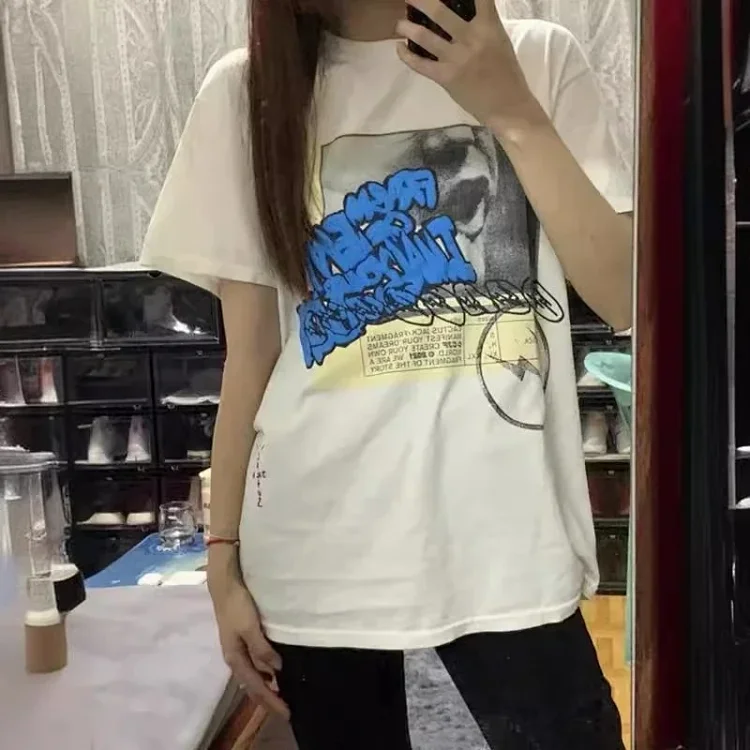 2024 new heavyweight Travis Scott Cactus Jack letter foam short-sleeved T-shirt tee for men and women(pic4) 2024 new heavyweight Travis Scott Cactus Jack letter foam short-sleeved T-shirt tee for men and women
