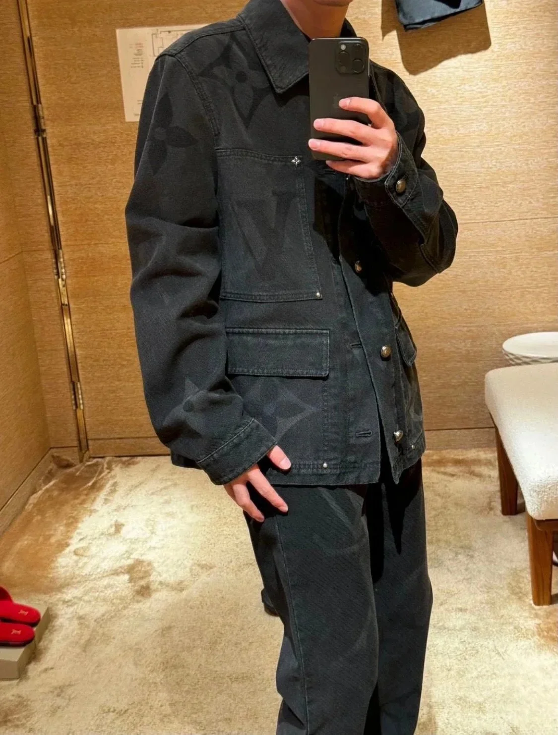 Louis Vuitton 1u24Fw new dark pattern presbyopic logo twill suit jeans
