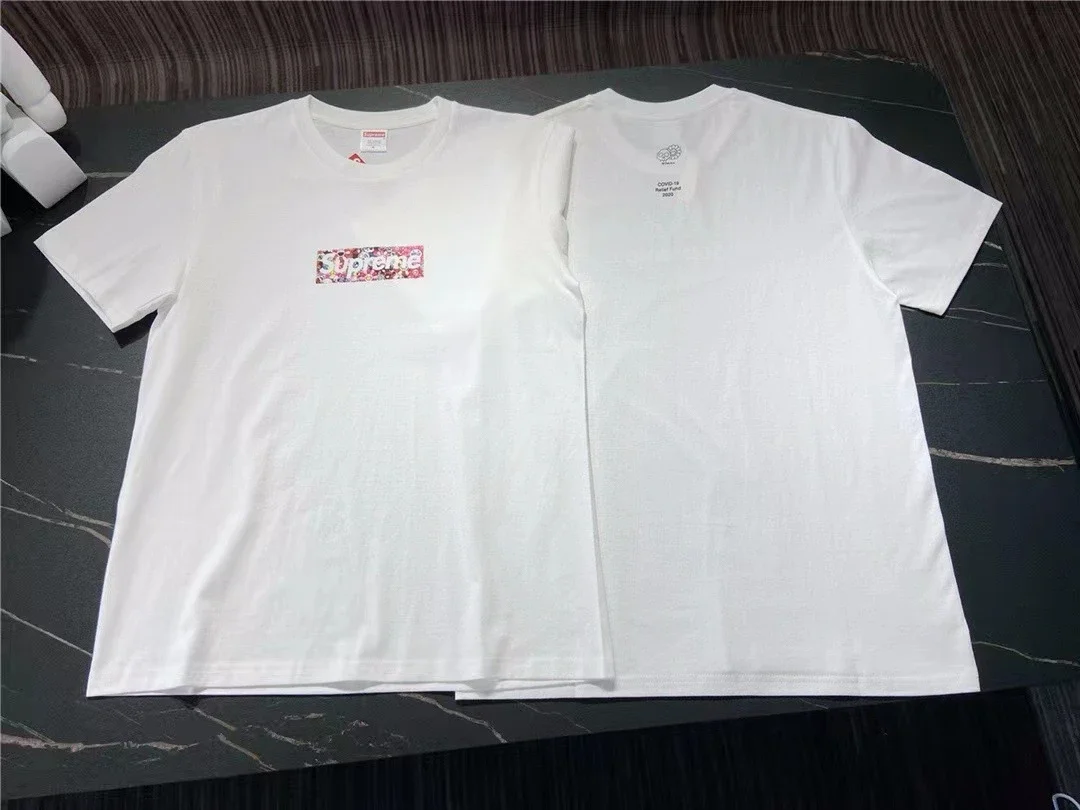 Pure cotton letter short-sleeved tee men's and women's classic printed T-shirts, loose and casual