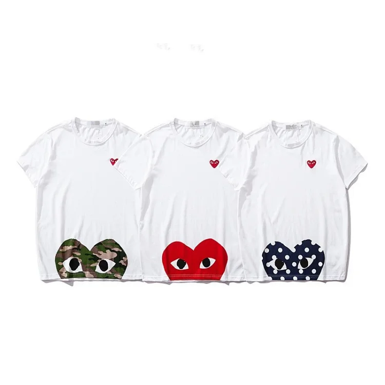 plaLove embroidered short-sleeved pure cotton red heart eyes couple T-shirt(pic44) plaLove embroidered short-sleeved pure cotton red heart eyes couple T-shirt