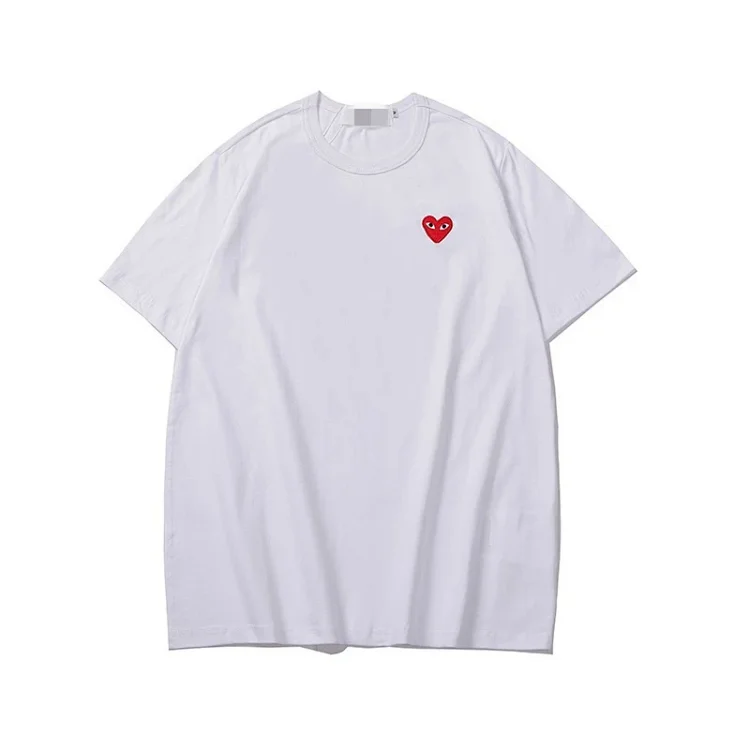 plaLove embroidered short-sleeved pure cotton red heart eyes couple T-shirt(pic3) plaLove embroidered short-sleeved pure cotton red heart eyes couple T-shirt