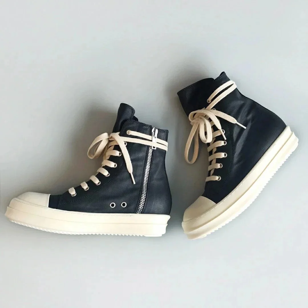 RICK OWENS RO double line DRKSHDW old wax cloth high top large Converse