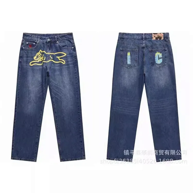 American high street fashion brand flying dog print unisex denim trousers(pic14) American high street fashion brand flying dog print unisex denim trousers