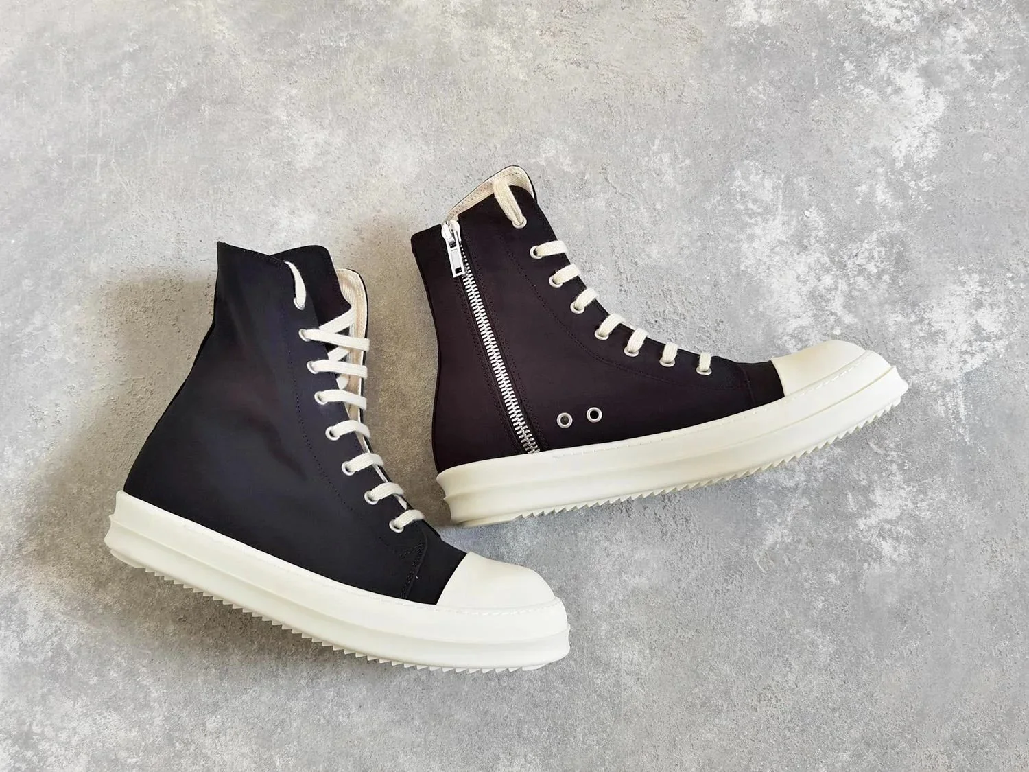 RICK OWENS RO multi-line drkshdw multi-line horizontal stripe satin high-top large Converse