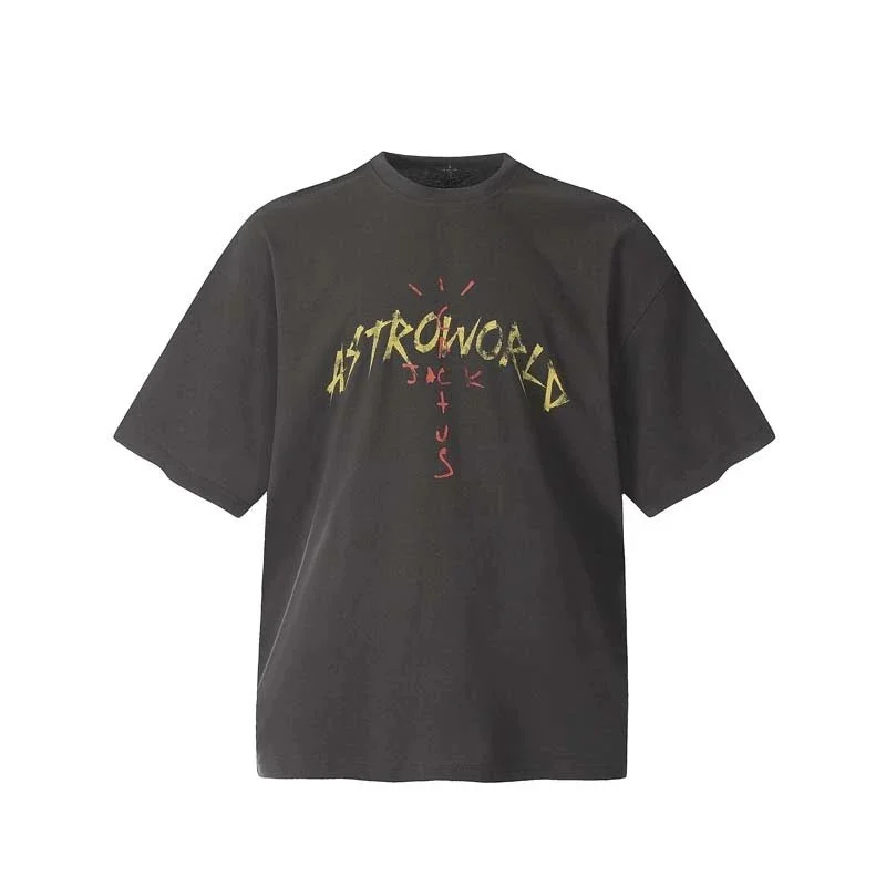 TRAVIS SCOTT CACTUS JACK album peripheral commemorative T-shirt simple letter print round neck short sleeves