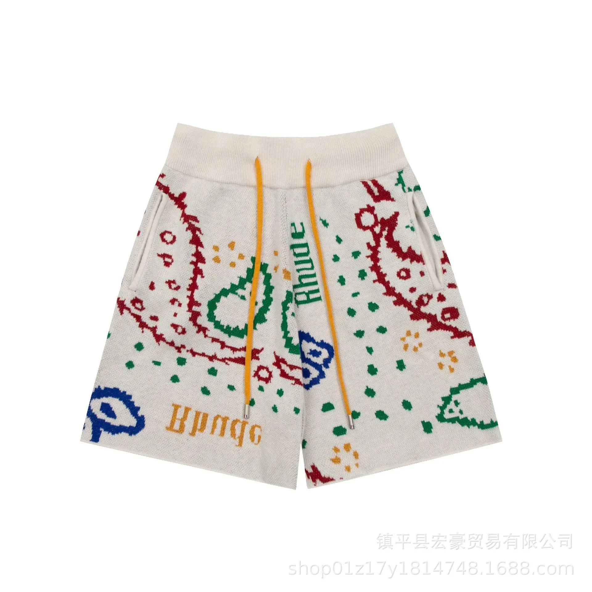 Jacquard Cashew Flower Letter Fashion Casual Unisex Sweater Knitted Shorts product image
