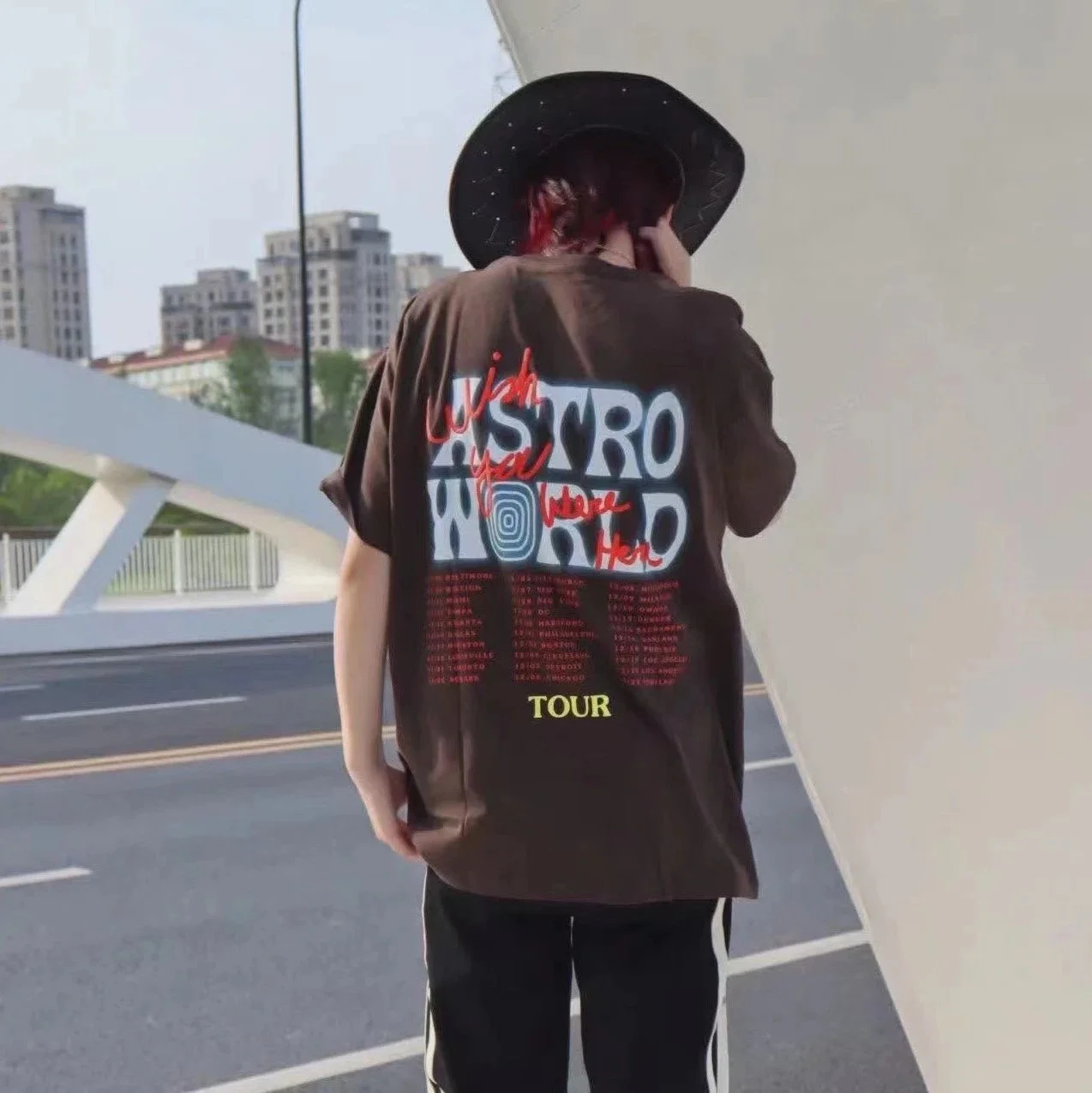 Travis Scott Astroworld letter lightning foam print American trendy brand short-sleeved T-shirt couple summer