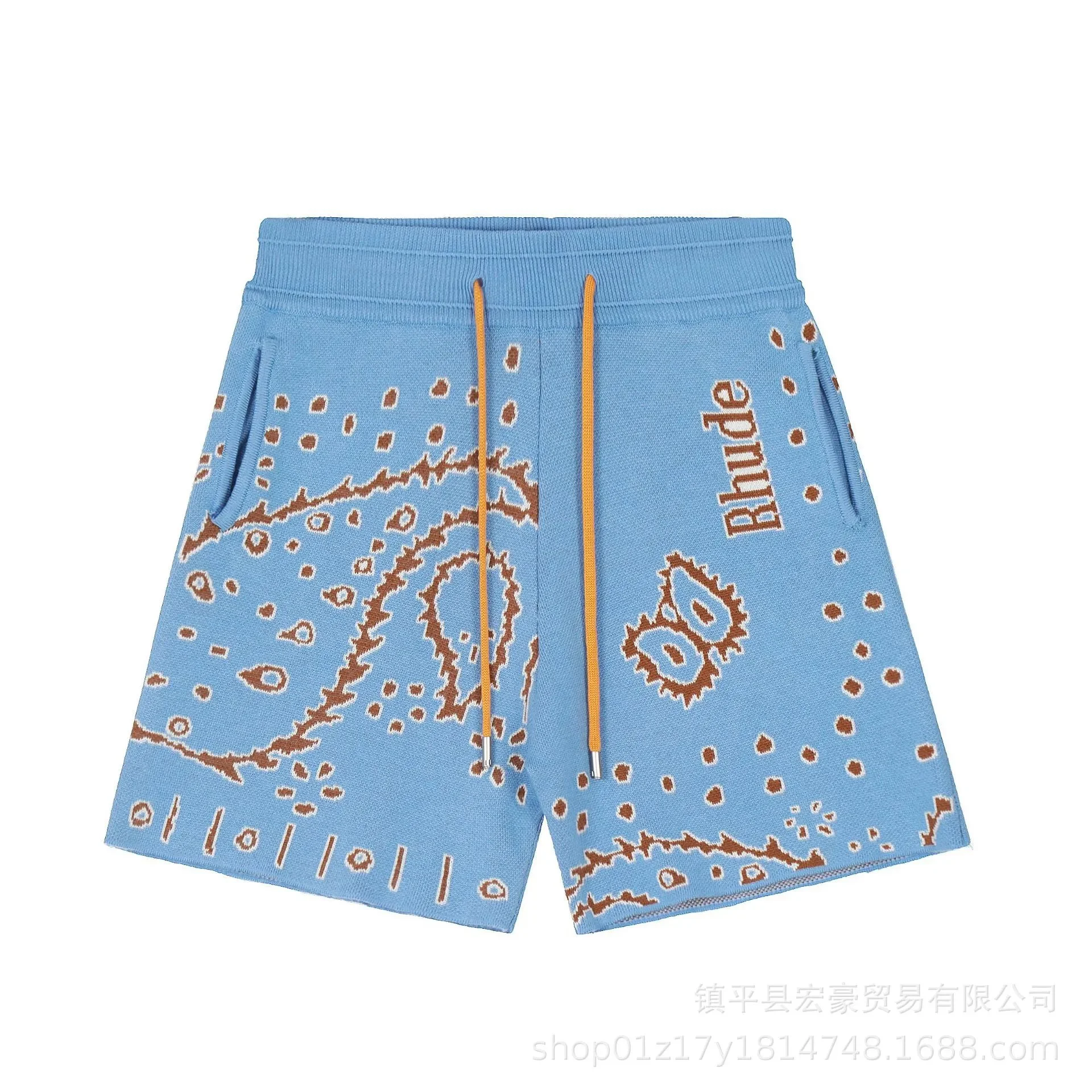 Jacquard Cashew Flower Letter Fashion Casual Unisex Sweater Knitted Shorts