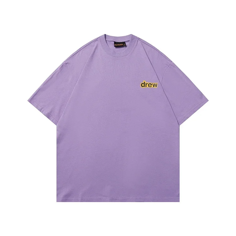 DREW HUOSE Summer classic Justin Bieber matching smiley face pattern round neck versatile T-shirt for couples(pic23) DREW HUOSE Summer classic Justin Bieber matching smiley face pattern round neck versatile T-shirt for couples