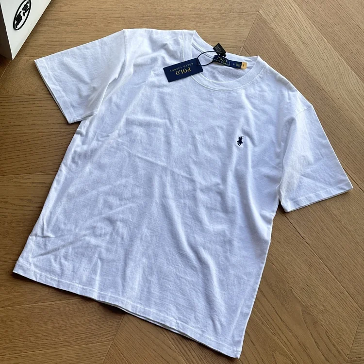 Versatile solid color classic cotton T-shirt with seven-color pony embroidery for couples(pic7) Versatile solid color classic cotton T-shirt with seven-color pony embroidery for couples