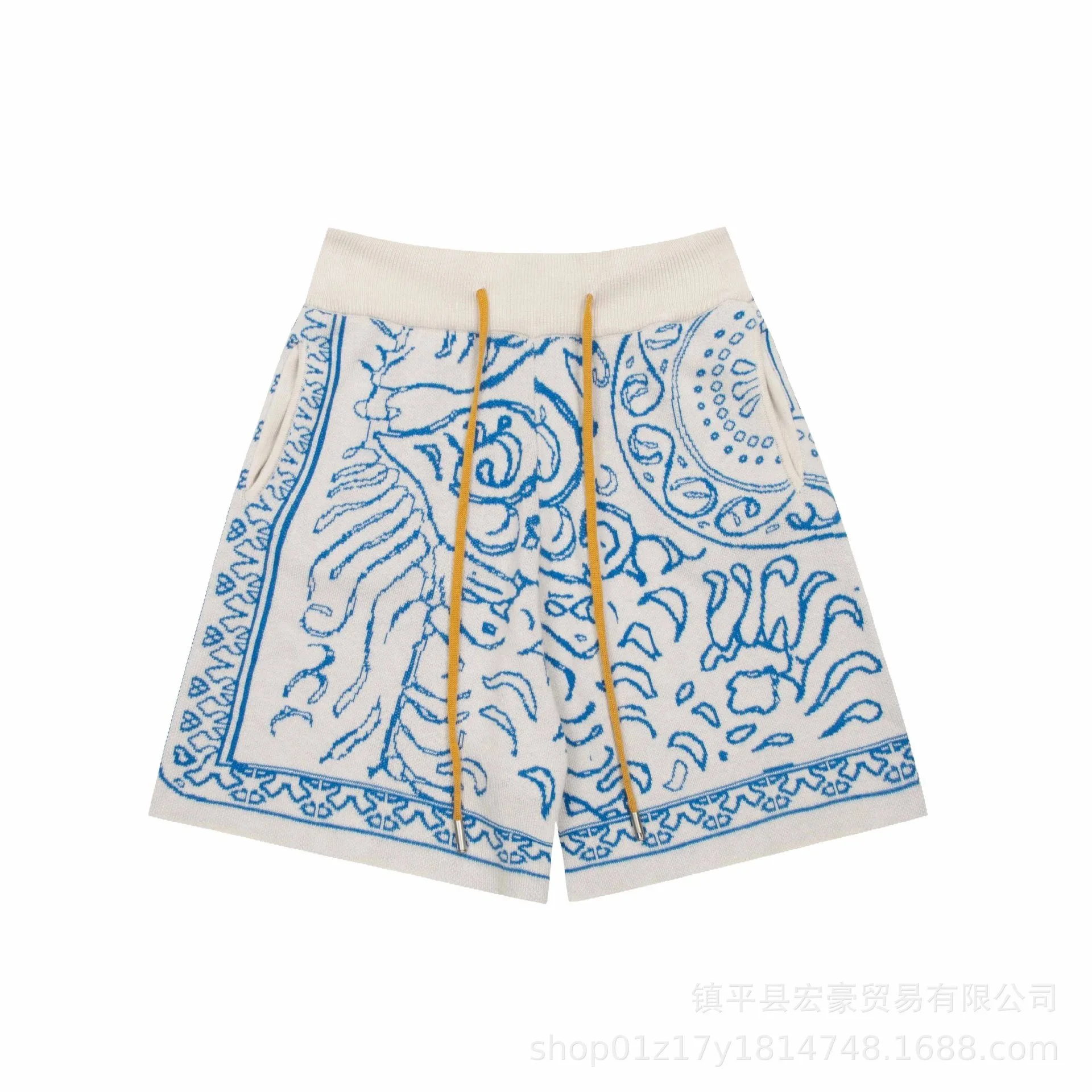 Jacquard Cashew Flower Letter Fashion Casual Unisex Sweater Knitted Shorts product image