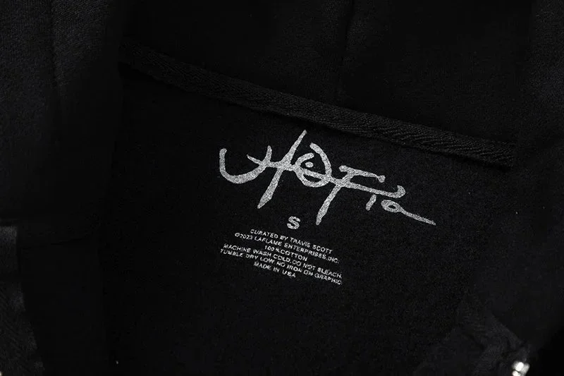 American niche high street brand Travis Scott SS23 UTOPIA limited series reverse letter printed pocket zipper pure cotton 340g cardigan plus velvet hooded sweatshirt