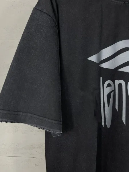 Balenciaga Lenciago Graphic Print Distressed Black T-Shirt - 8
