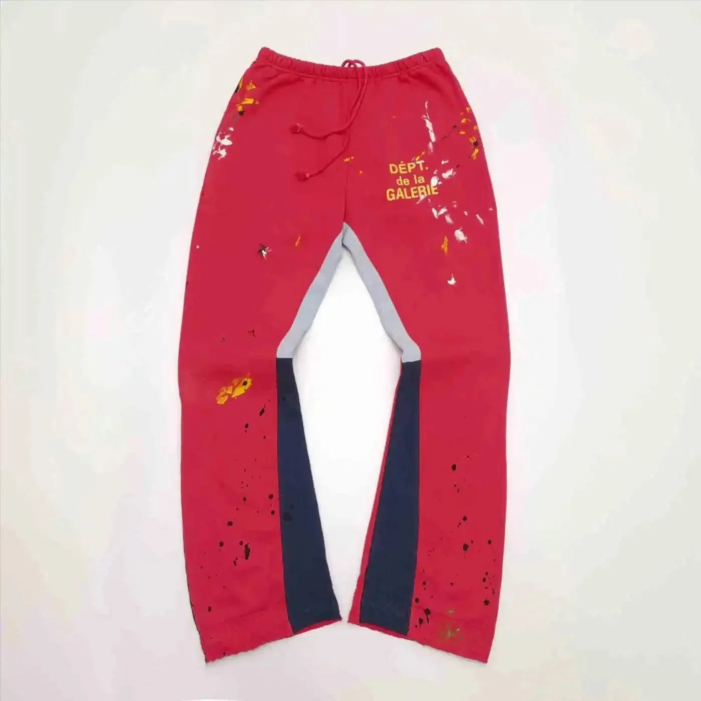 Dept. trousers legs are spliced ​​with multi-colored black letters and white waves