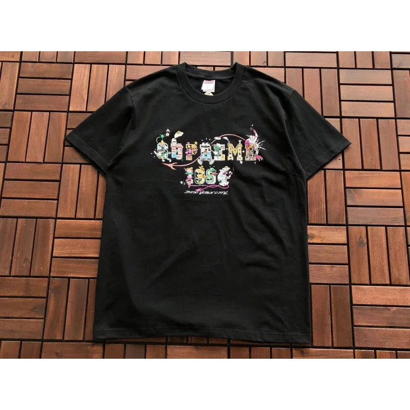 SUP letter print BOX high version short-sleeved T-shirt for men and women