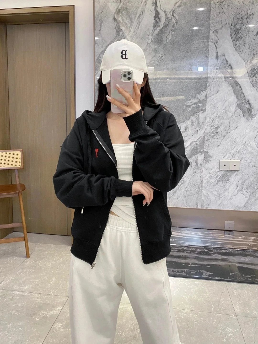 Heart Embroidered Zip Hoodie photo 3
