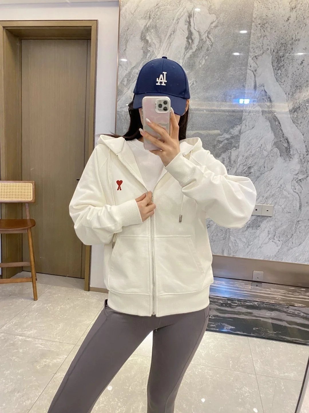 Heart Embroidered Zip Hoodie photo 5