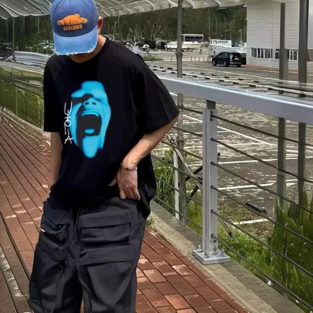2024 New Travis Scott Cactus Jack Utopia Joint Model Crying Blue Face Short Sleeves