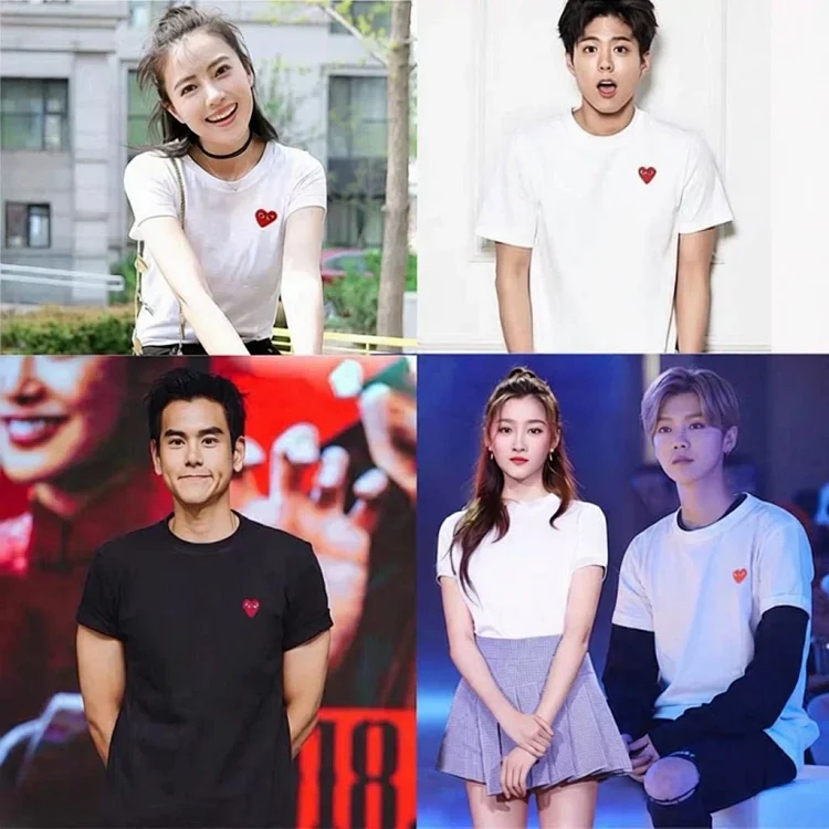 plaLove embroidered short-sleeved pure cotton red heart eyes couple T-shirt(pic42) plaLove embroidered short-sleeved pure cotton red heart eyes couple T-shirt