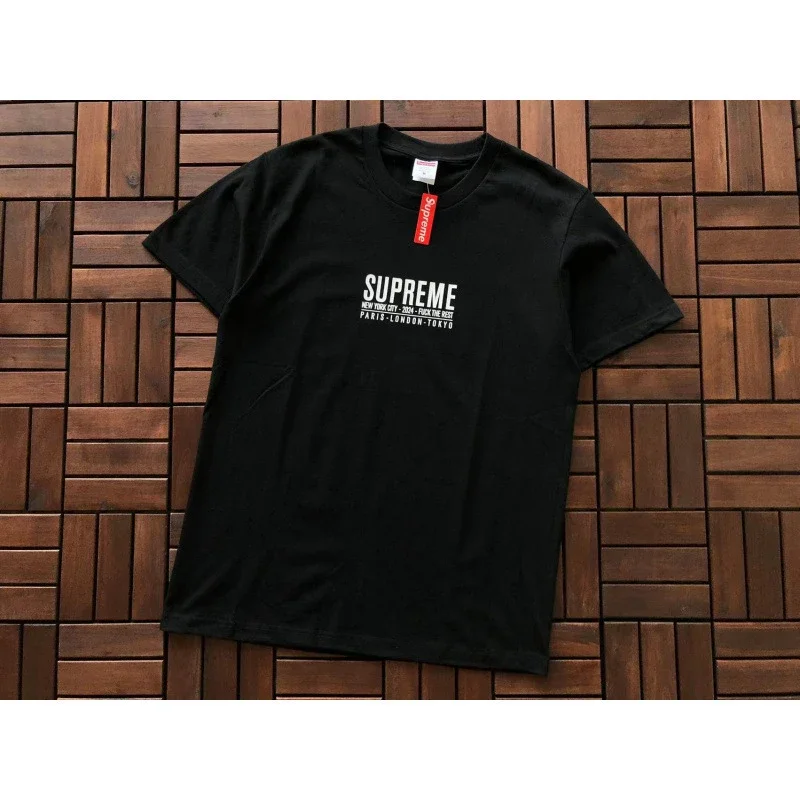 SUP letter print BOX high version short-sleeved T-shirt for men and women