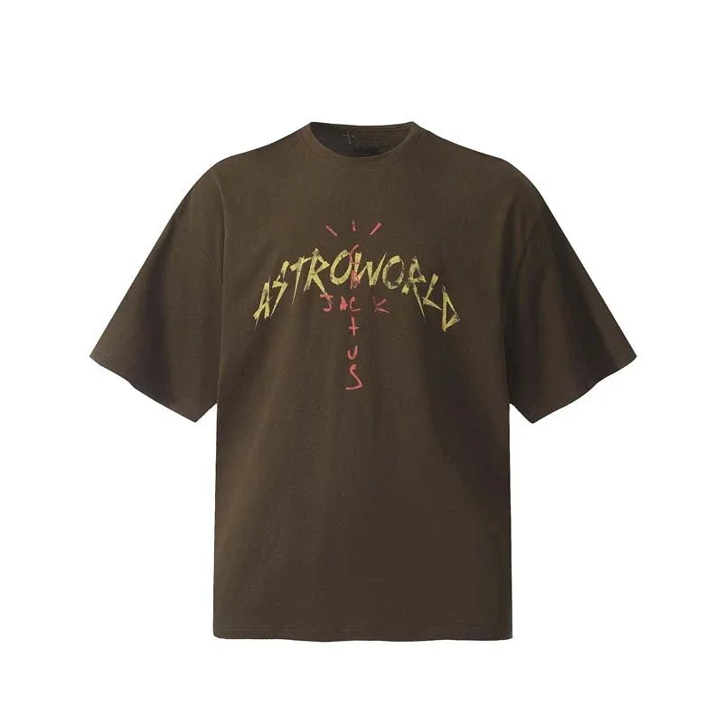TRAVIS SCOTT CACTUS JACK album peripheral commemorative T-shirt simple letter print round neck short sleeves