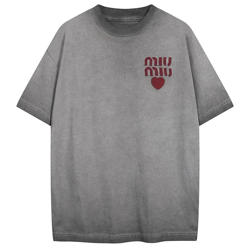 M family love letter short-sleeved men's and women's loose old retro T-shirt product image