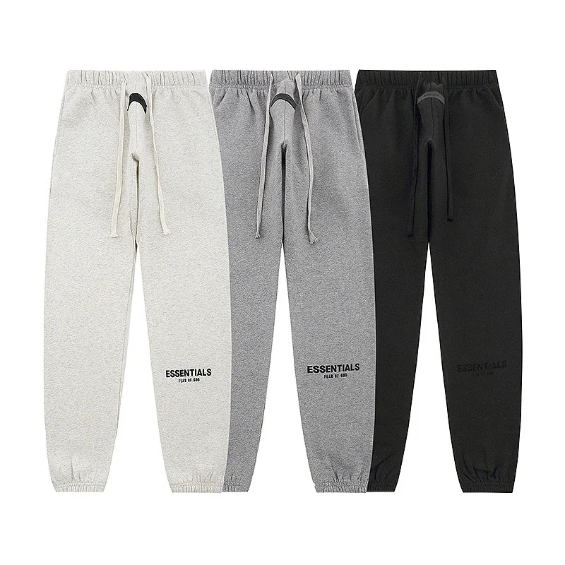 New FEAR OF GOD ESSENTIALS flocked letter men and women casual loose plus velvet hooded sweatshirt trendy