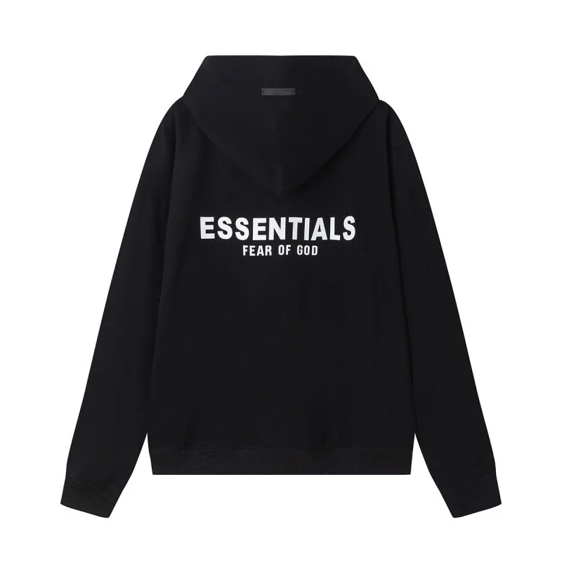New FEAR OF GOD ESSENTIALS flocked letter men and women casual loose plus velvet hooded sweatshirt trendy