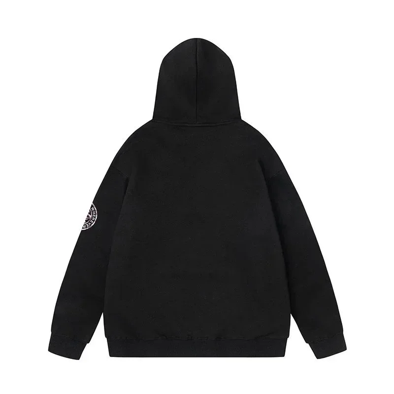 American niche high street brand Travis Scott SS23 UTOPIA limited series reverse letter printed pocket zipper pure cotton 340g cardigan plus velvet hooded sweatshirt