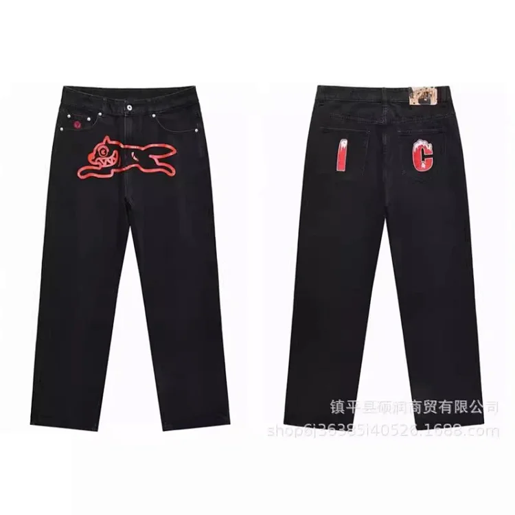 American high street fashion brand flying dog print unisex denim trousers(pic16) American high street fashion brand flying dog print unisex denim trousers