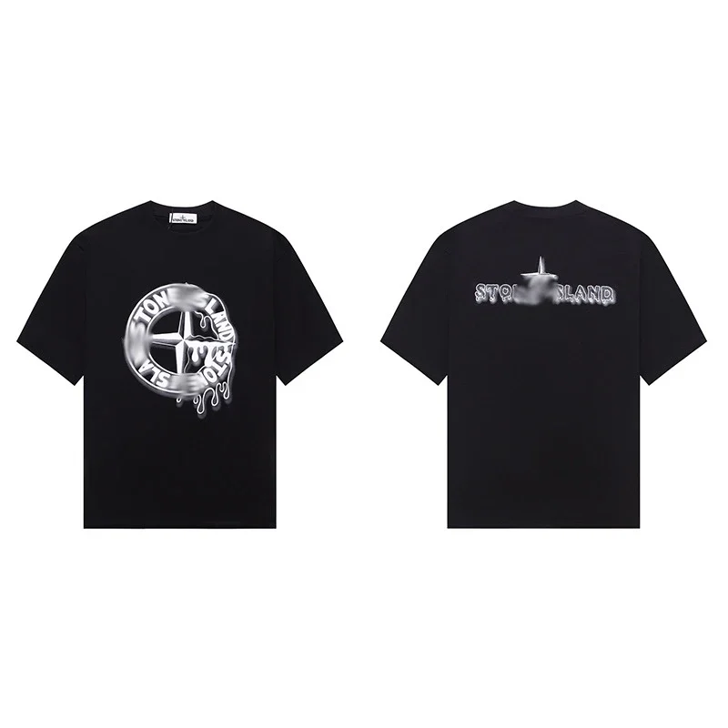Shitongdao casual short-sleeved T-shirt printed loose round neck same style for men and women