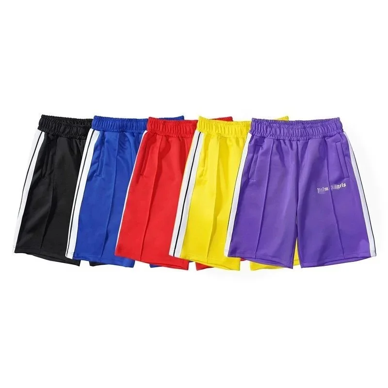Casual side striped shorts elastic waist men's and women's sports quarter pants
