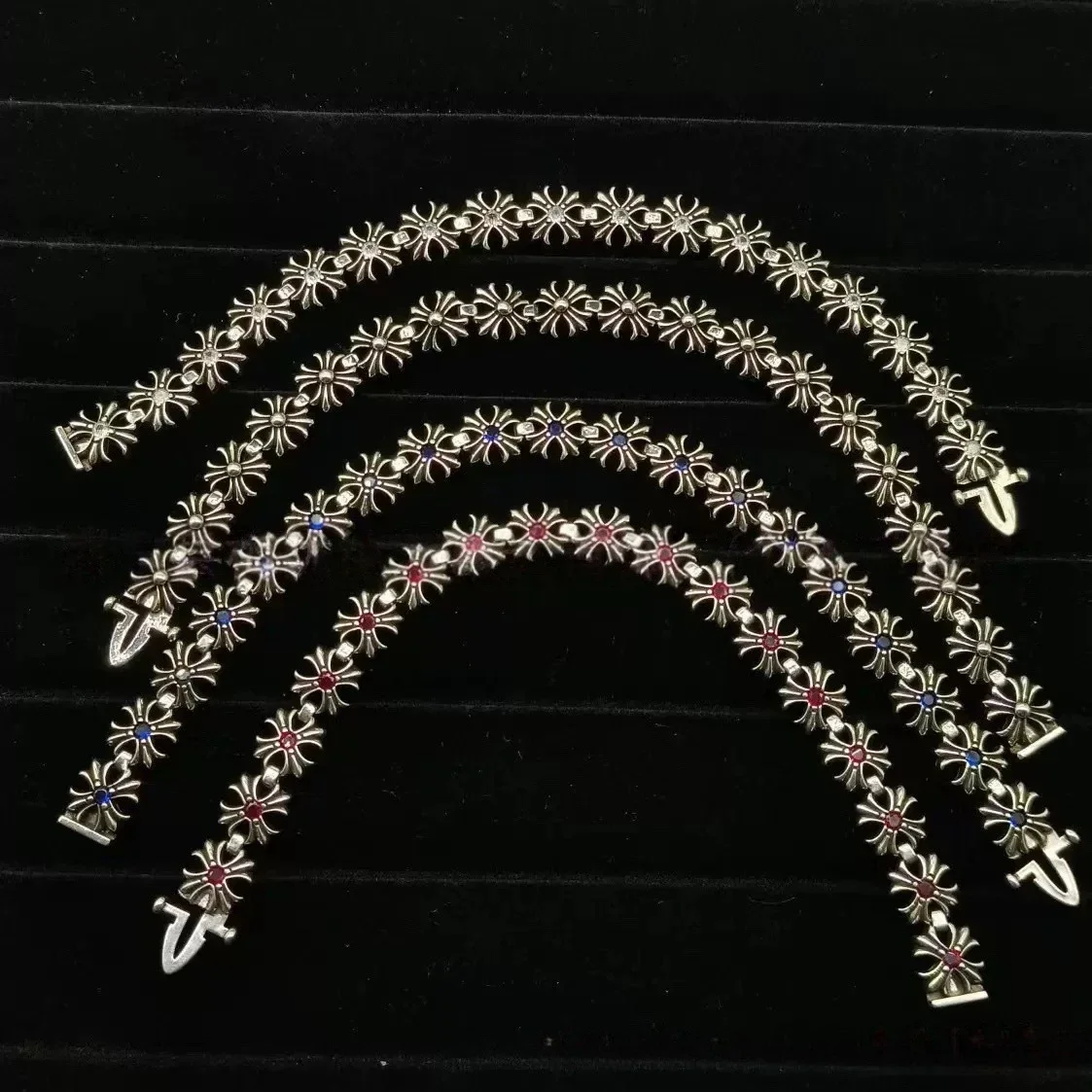 CH retro cross diamond bracelet for men and women, trendy couple style