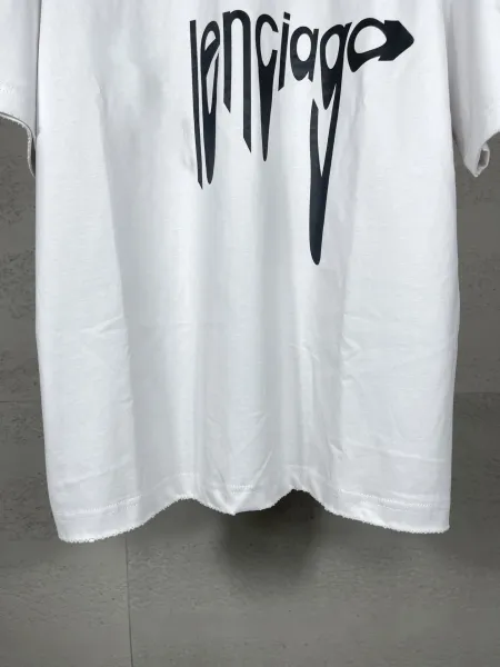 Balenciaga Lenciago Graphic Print Distressed Black T-Shirt - 12